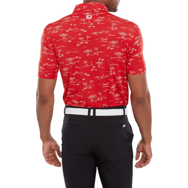 FootJoy Tropic Golf Print Lisle Self Collar Men's Polo (Athletic Fit)