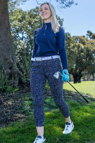 Women's marine blue stretch golf capri