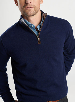 Buy navy Peter Millar Men's Artisan Crafted Cashmere Flex Quarter-Zip