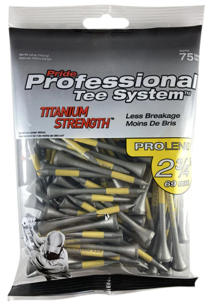 Pride Professional Tee System™ (PTS) Titanium Strength™ Wood Golf Tees - Yellow