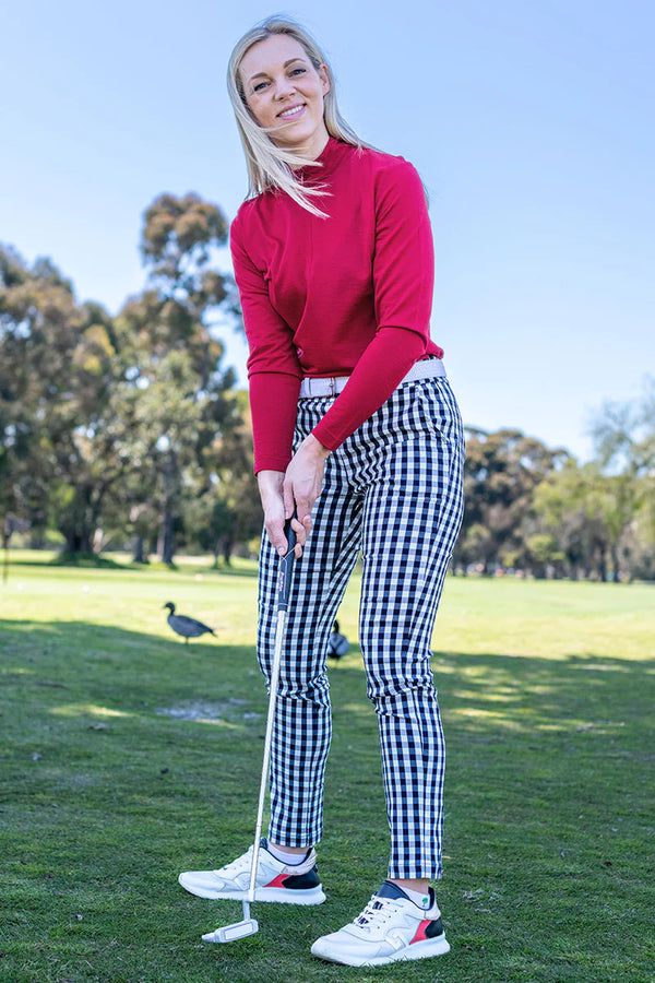 Forrest Golf Rachel Navy and White Gingham Pant