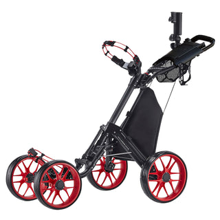 Buy red CaddyTek CaddyCruiser ONE Pro One-Click Folding 4-Wheel Golf Push Cart
