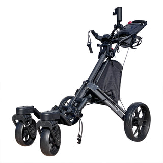 CaddyTek CaddyCruiser ONE-S Pro One-Click Folding 4-Wheel Golf Buggy with Swivel Front Wheel