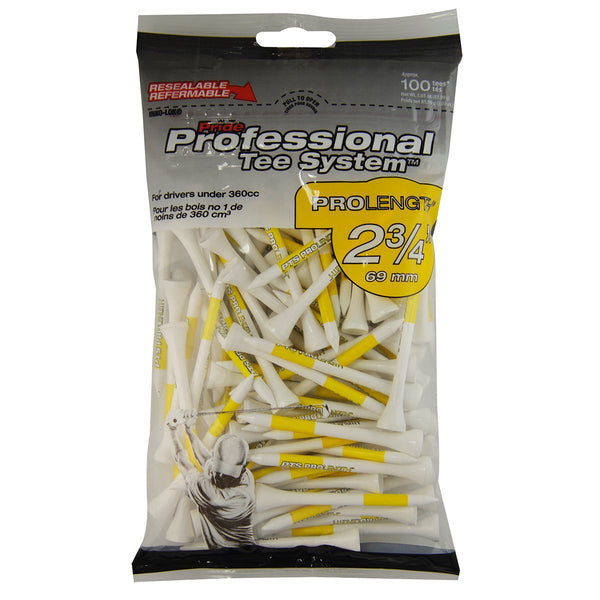 Pride Professional Tee System™ (PTS) Wood Golf Tees - Yellow